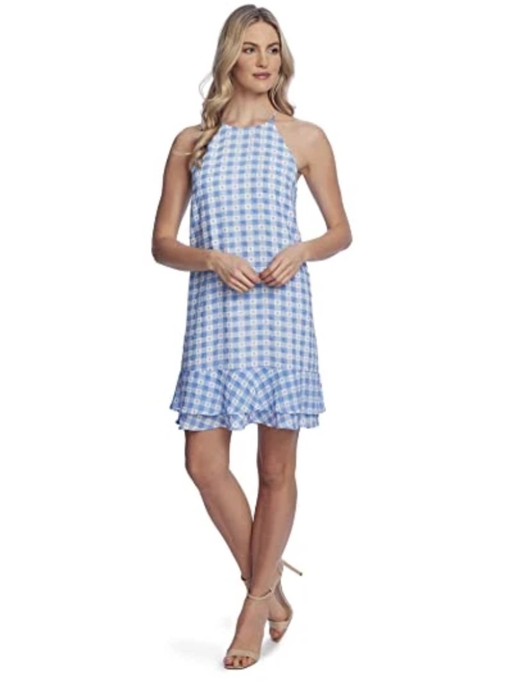 CeCe Blue and White Gingham Sleveless Dress Size XL $119